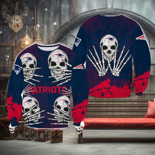 New England Patriots Skull Hallowen Wardrobe Halloween Ugly Sweater For Men And Women Gift Christmas