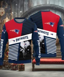 New England Patriots Skull Pattern Ugly Christmas Sweater