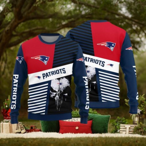 New England Patriots Skull Pattern Ugly Christmas Sweater
