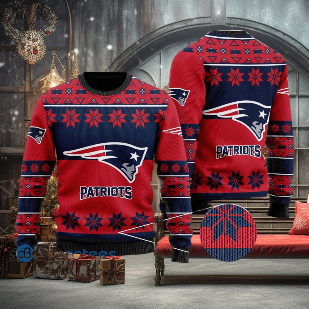 New England Patriots Snowflakes Pattern Ugly Christmas Sweater