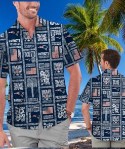 New England Patriots Summer Commemorative Short Sleeve Button Up Tropical Hawaiian Shirt