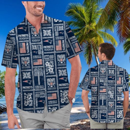 New England Patriots Summer Commemorative Short Sleeve Button Up Tropical Hawaiian Shirt