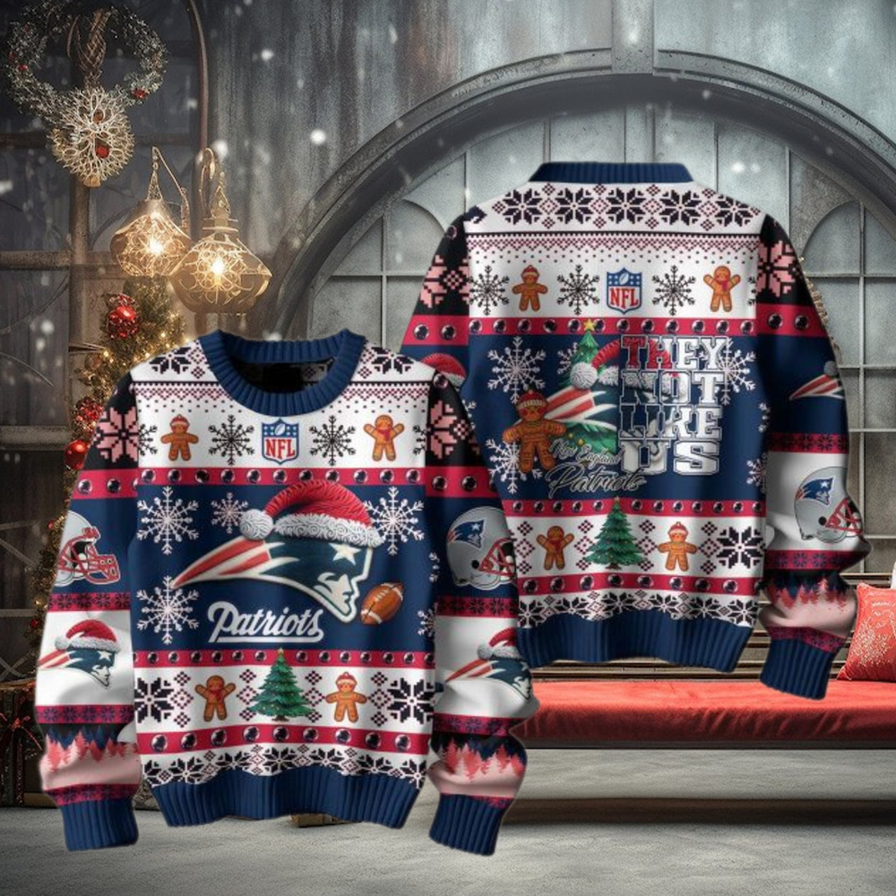 New England Patriots They Not Like Us Christmas Happy Holidays Ugly Sweater New England Patriots They Not Like Us Christmas Happy Holidays Ugly Sweater