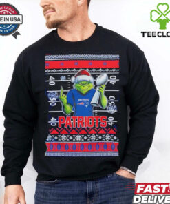 New England Patriots X Grinch Christmas with Super Bowl Trophy ugly Christmas shirt