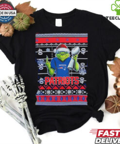 New England Patriots X Grinch Christmas with Super Bowl Trophy ugly Christmas shirt