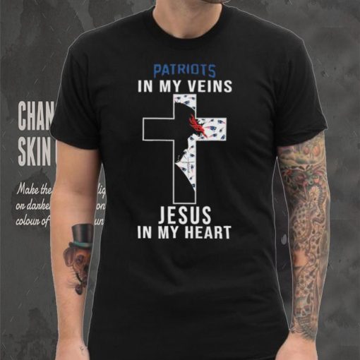 New England Patriots in My Veins Jesus in My Heart 2024 Shirt