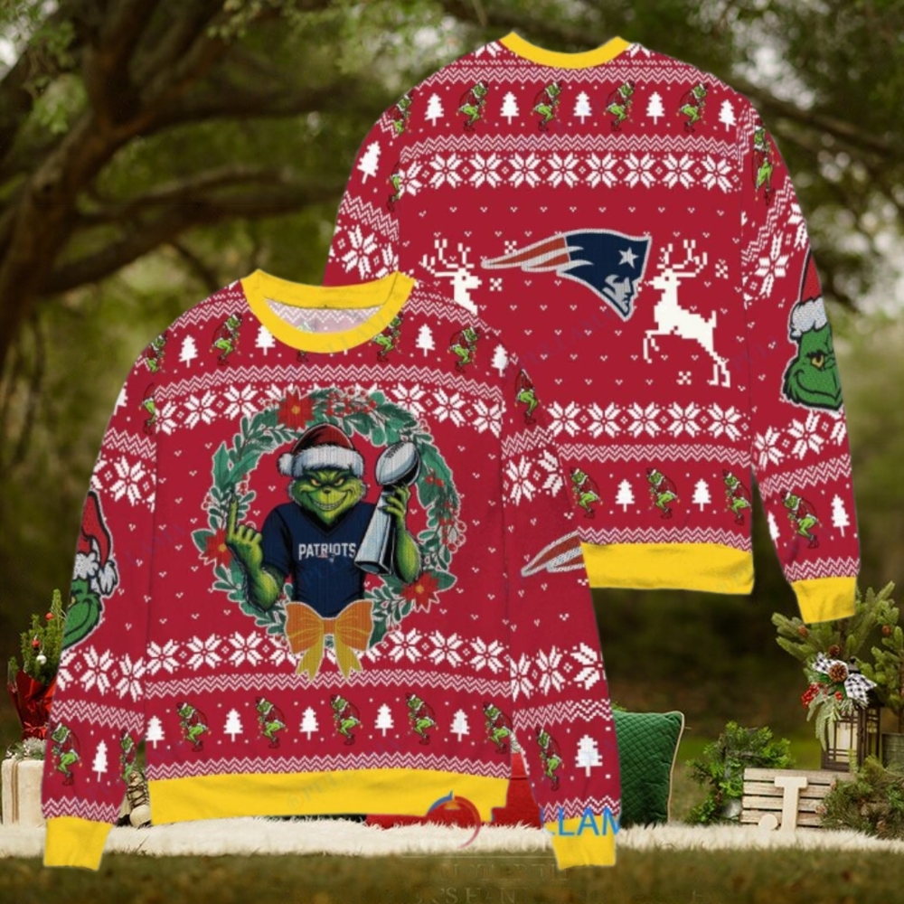 New England Patriots x Grinch NFL Dr. Seuss How the Grinch Stole Christmas with Super Bowl Trophy Ugly Christmas Sweater Red New England Patriots x Grinch NFL Dr. Seuss How the Grinch Stole Christmas with Super Bowl Trophy Ugly Christmas Sweater Red