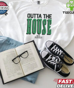 The **New Heights Jason and Travis Kelce Outta The House Shirt** features a fun design celebrating the Kelce brothers, Jason and Travis, with a playful reference to their 