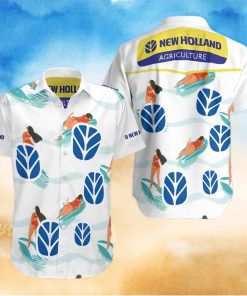 New Holl And Agriculture All Over Print Summer Short Sleeve Hawaiian Beach Shirt – White