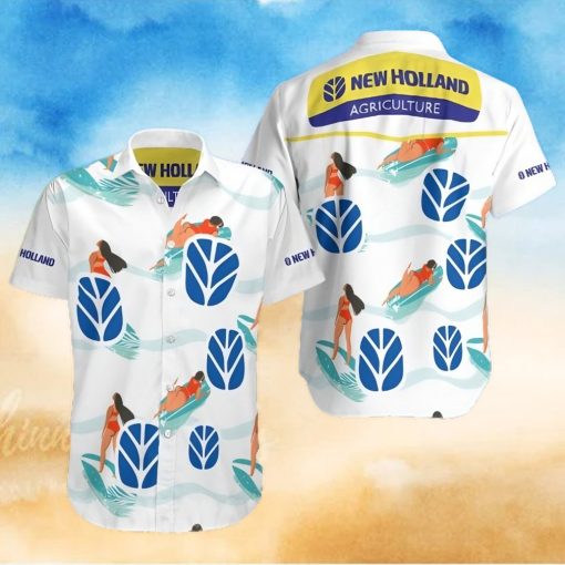 New Holl And Agriculture All Over Print Summer Short Sleeve Hawaiian Beach Shirt – White