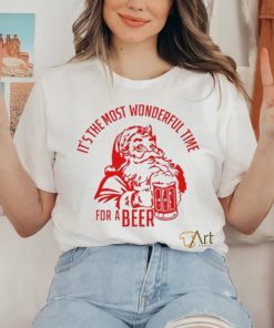 New It’S The Most Wonderful Time For A Beer Santa Christmas T shirt