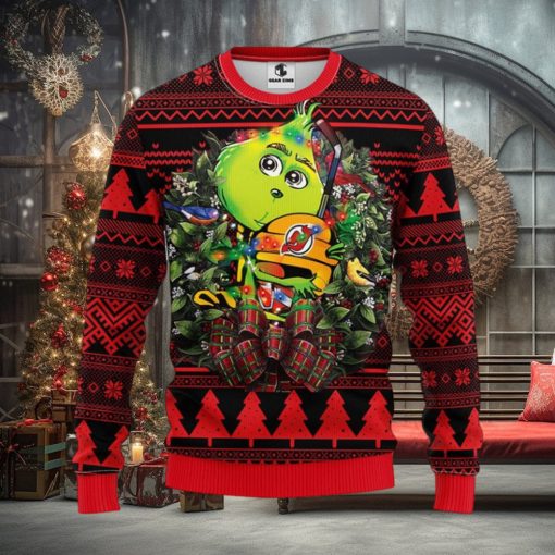 New Jersey Devils Grinch Hug Christmas Ugly Sweater