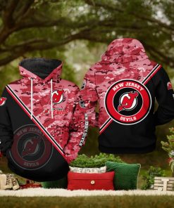 New Jersey Devils NHL Camo Team 3D Printed Hoodie