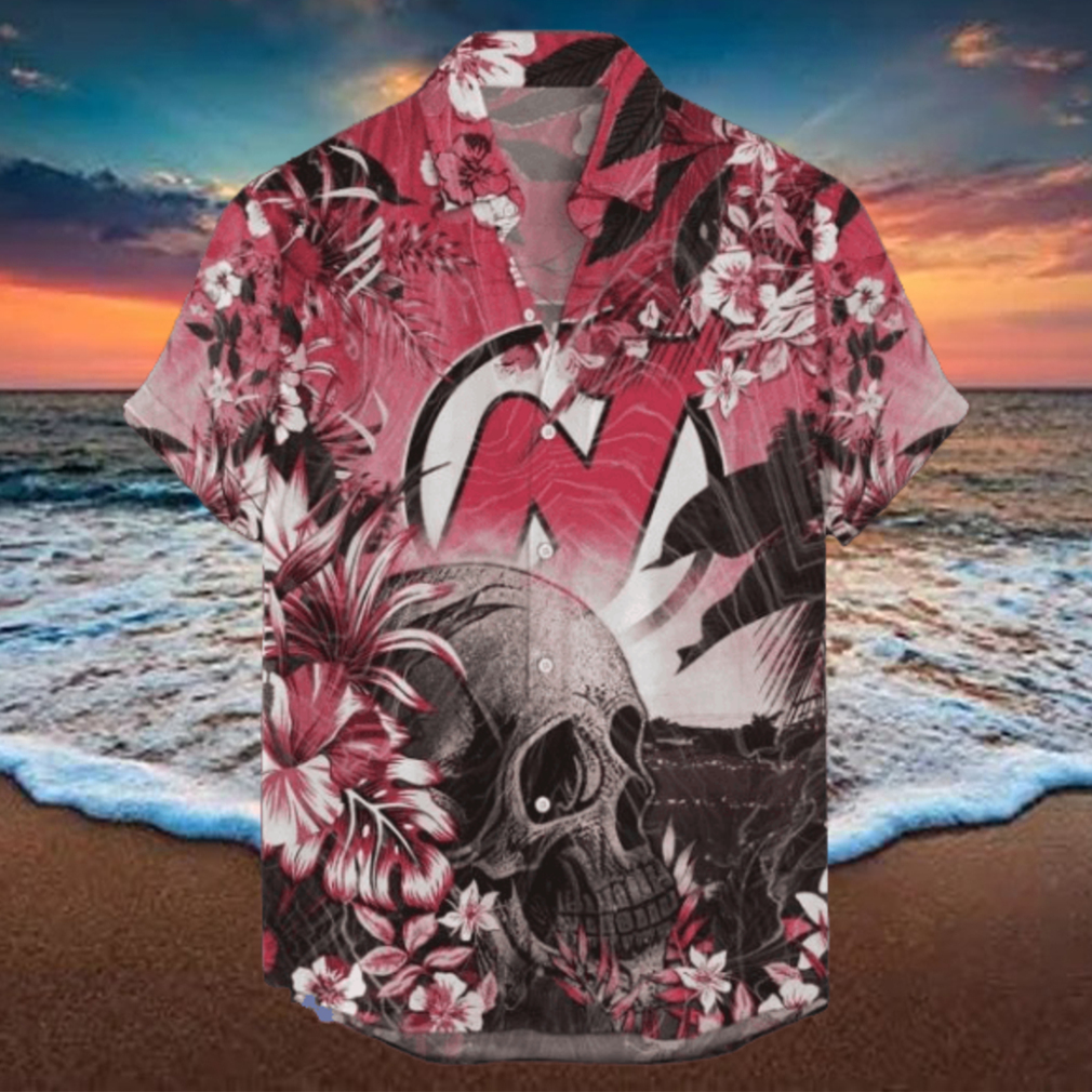 New Jersey Devils NHL Hawaiian Shirt Tropical Skull Design For Men Women New Jersey Devils NHL Hawaiian Shirt Tropical Skull Design For Men Women