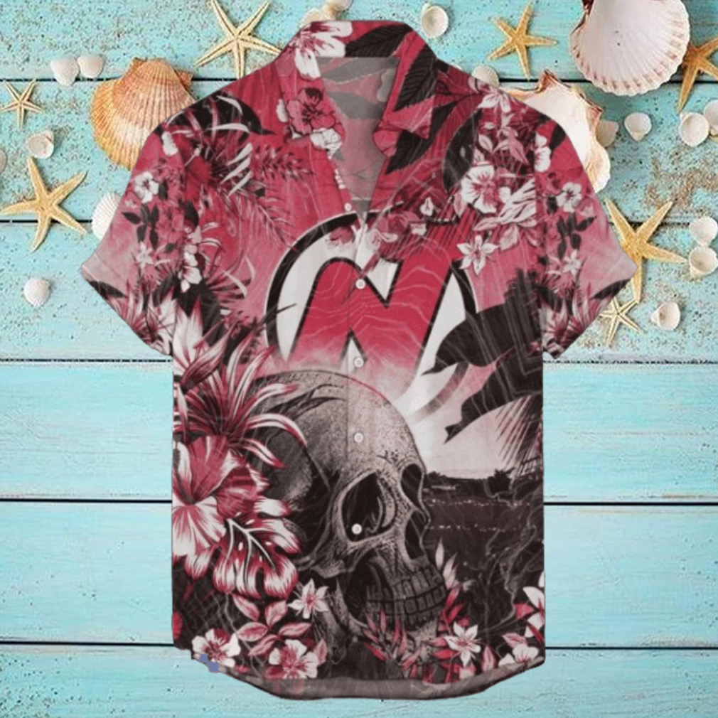 New Jersey Devils NHL Hawaiian Shirt Tropical Skull Design For Men Women New Jersey Devils NHL Hawaiian Shirt Tropical Skull Design For Men Women