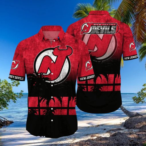 New Jersey Devils NHL Logo Coconut Tropical Hawaiian Shirt Beach Gift For Fans