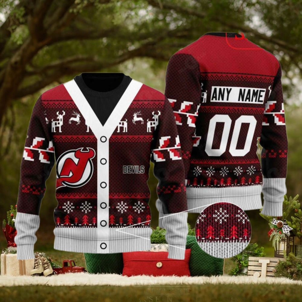 New Jersey Devils Ugly Sweater, Personalized NHL Apparel for Christmas New Jersey Devils Ugly Sweater, Personalized NHL Apparel for Christmas