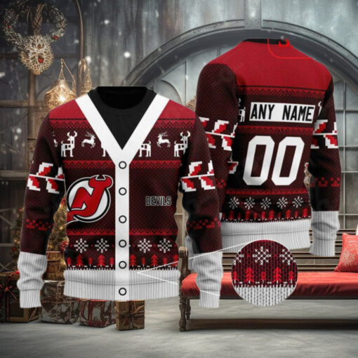New Jersey Devils Ugly Sweater, Personalized NHL Apparel for Christmas