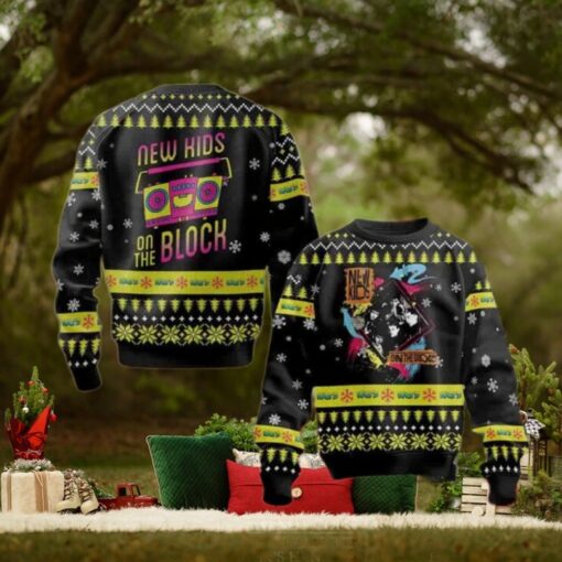 New Kids On The Block Black Yellow Pattern Christmas Sweater Chirstmas Gifts 2024 Xmas For Family And Friends Ugly Sweater