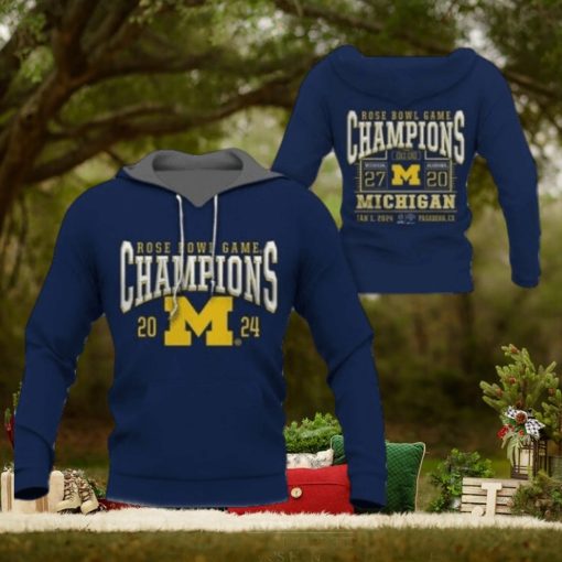 New Michigan Wolverines College Football Playoff 2024 Rose Bowl Champions Hoodie