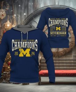 New Michigan Wolverines College Football Playoff 2024 Rose Bowl Champions Hoodie