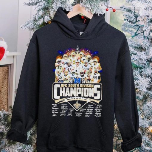 New Orleans Saints 2024 NFC South Division Champions signatures hoodie, sweater, longsleeve, shirt v-neck, t-shirt