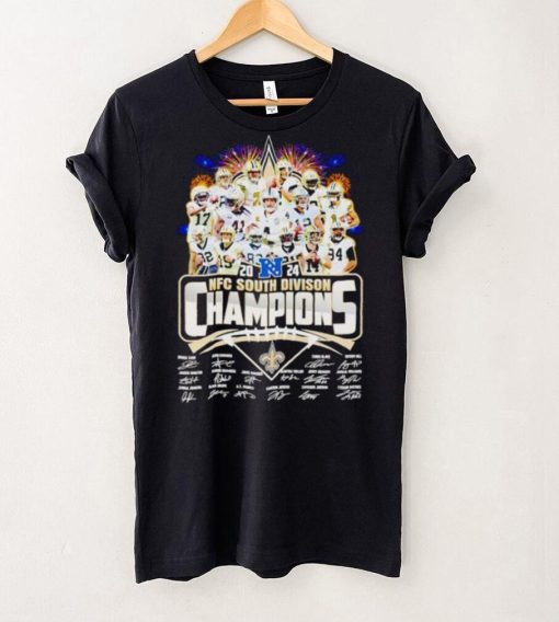 New Orleans Saints 2024 NFC South Division Champions signatures hoodie, sweater, longsleeve, shirt v-neck, t-shirt