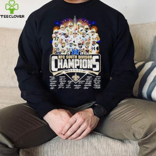 New Orleans Saints 2024 NFC South Division Champions signatures hoodie, sweater, longsleeve, shirt v-neck, t-shirt