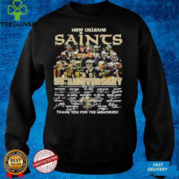 New Orleans Saints 55th anniversary 1966 2022 thank you for the memories signatures hoodie, sweater, longsleeve, shirt v-neck, t-shirt
