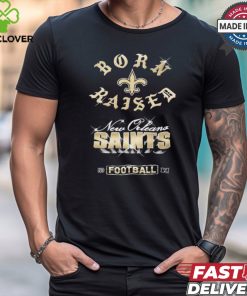 New Orleans Saints Born x Raised Black Chrome Rocker Shirt