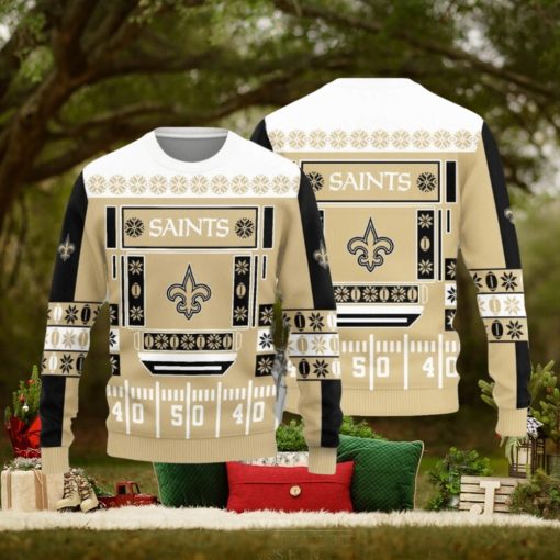 New Orleans Saints Christmas Ball Snowfalke Pattern Knitted Sweater