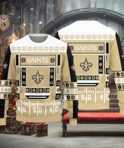 New Orleans Saints Christmas Ball Snowfalke Pattern Knitted Sweater