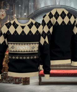 New Orleans Saints Christmas Caro Pattern Ugly Sweater For Men Women
