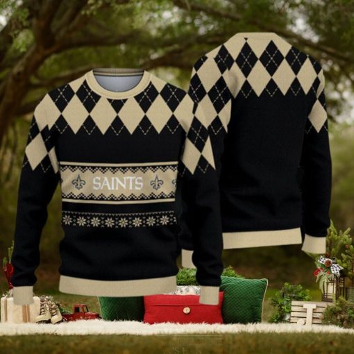 New Orleans Saints Christmas Caro Pattern Ugly Sweater For Men Women