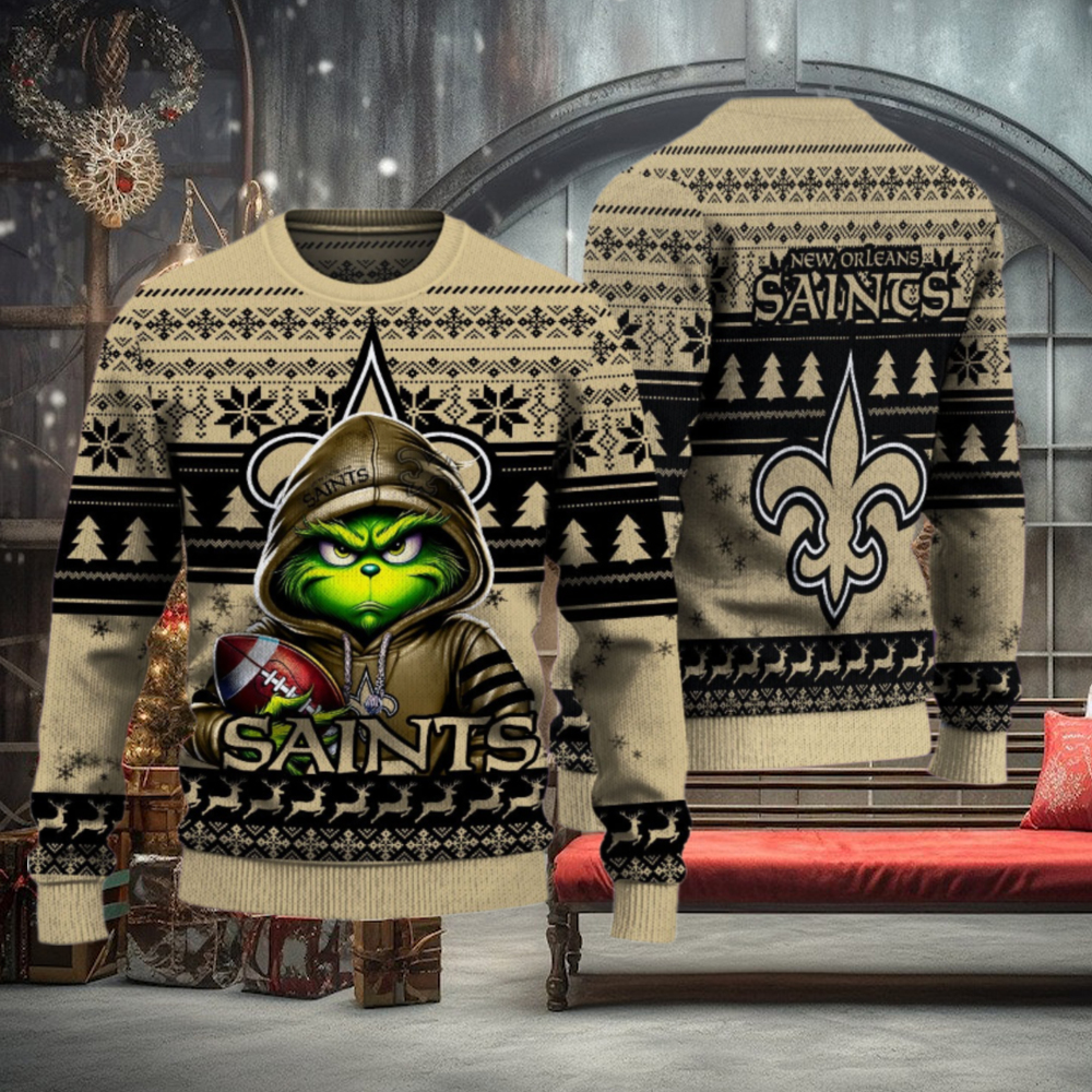 New Orleans Saints Christmas Grinch Knitted Sweater New Orleans Saints Christmas Grinch Knitted Sweater
