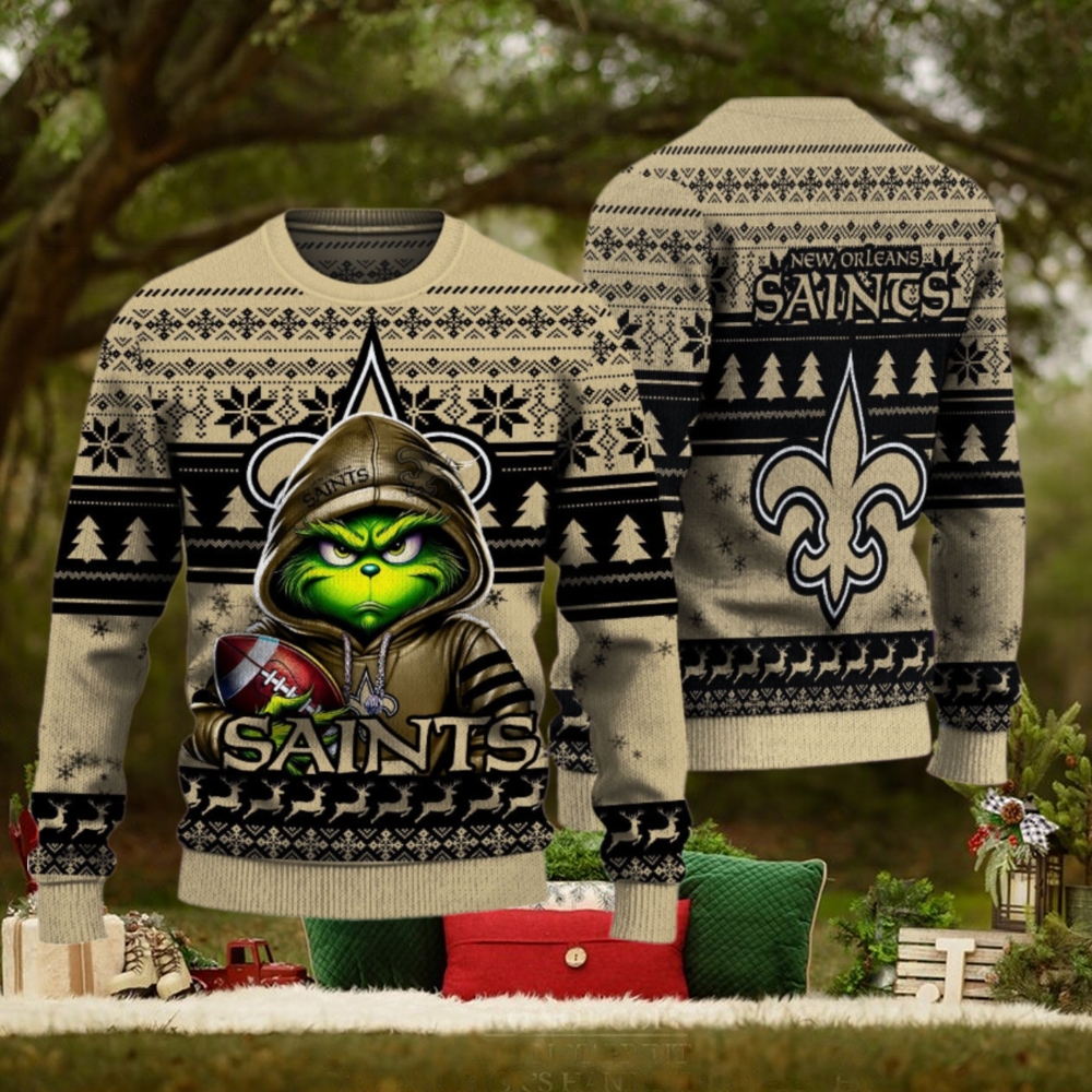 New Orleans Saints Christmas Grinch Knitted Sweater New Orleans Saints Christmas Grinch Knitted Sweater