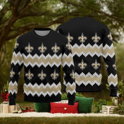 New Orleans Saints Christmas Pattern Ugly Christmas Sweater Cocoa AOP Gift For Fans