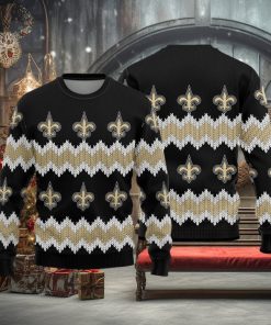 New Orleans Saints Christmas Pattern Ugly Christmas Sweater Cocoa AOP Gift For Fans