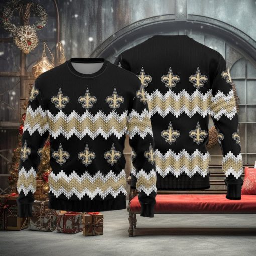 New Orleans Saints Christmas Pattern Ugly Christmas Sweater Cocoa AOP Gift For Fans