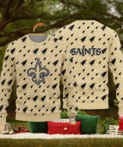 New Orleans Saints Christmas Pine Tree Patterns Pattern Knitted Ugly Christmas Sweater AOP Gift For Men And Women