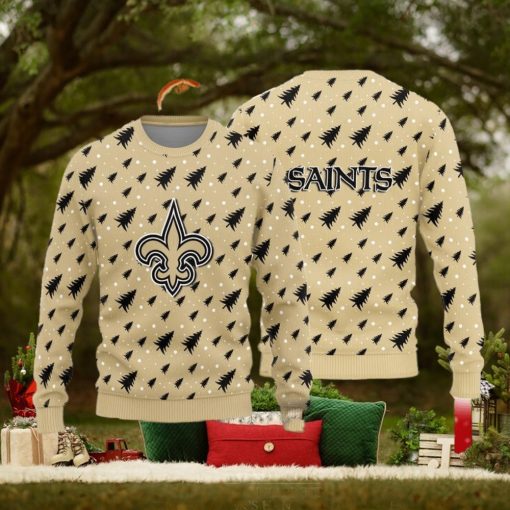 New Orleans Saints Christmas Pine Tree Patterns Pattern Knitted Ugly Christmas Sweater AOP Gift For Men And Women