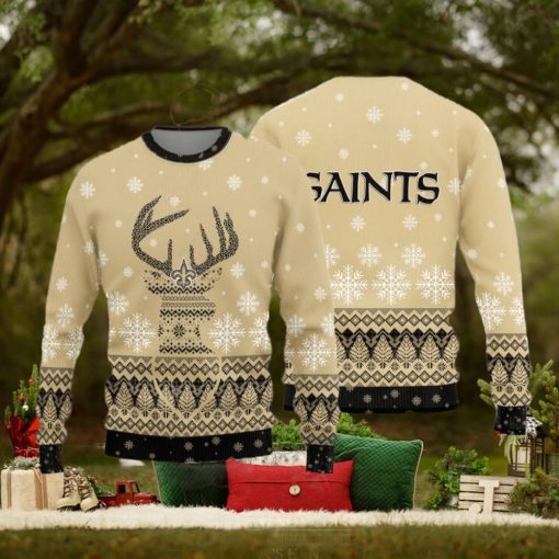 New Orleans Saints Christmas Reindeer Ugly Christmas Sweater Hat AOP Gift For Fans