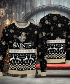 New Orleans Saints Christmas Snowflakes Reindeer Ugly Christmas Sweaters