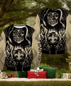 New Orleans Saints Death Halloween Skull Pullover Halloween Ugly Sweater For Men And Women Gift Christmas