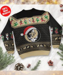 New Orleans Saints Grateful Dead SKull And Bears Custom Name Ugly Sweater NFL Football Christmas Shirt