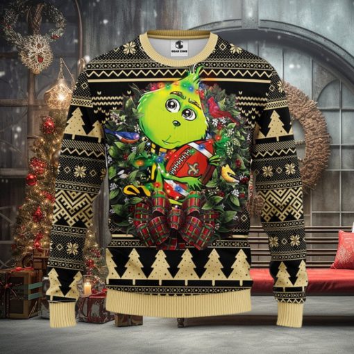 New Orleans Saints Grinch Hug Christmas Ugly Sweater