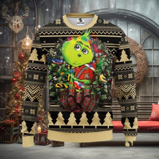 New Orleans Saints Grinch Hug Ugly Christmas Sweater