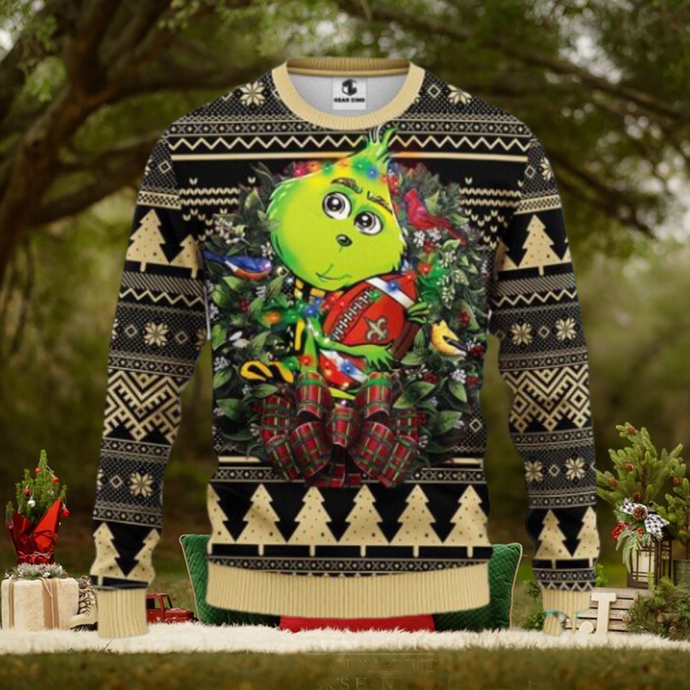New Orleans Saints Grinch Hug Ugly Christmas Sweater New Orleans Saints Grinch Hug Ugly Christmas Sweater