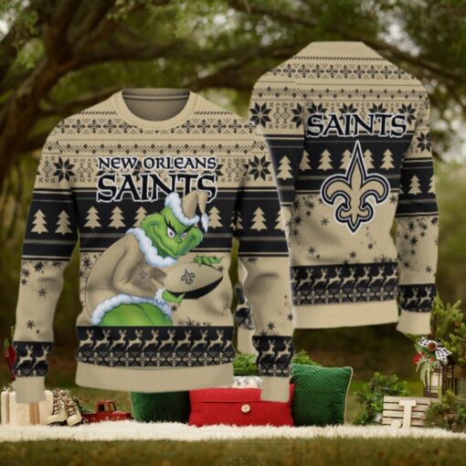 New Orleans Saints Grinch Ugly Christmas Sweater