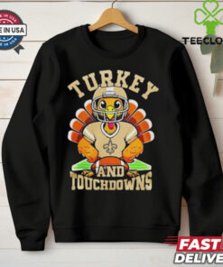 New Orleans Saints Happy Thanksgiving Turkey And Touchdowns Shirt